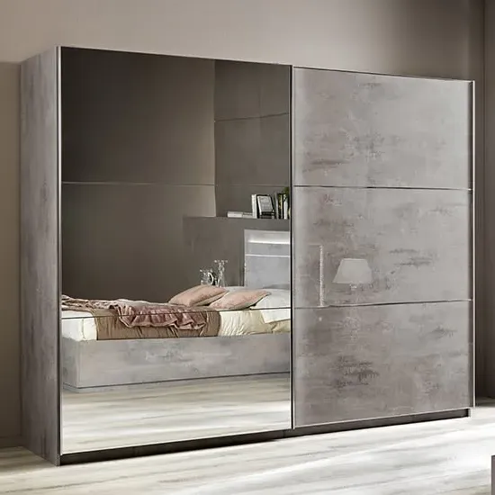 Jessica Medium Mirrored Sliding Door Wardrobe - Grey Marble image