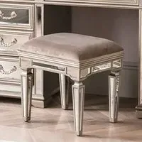 Jessika Mirrored Dressing Stool with Velvet Seat - Taupe