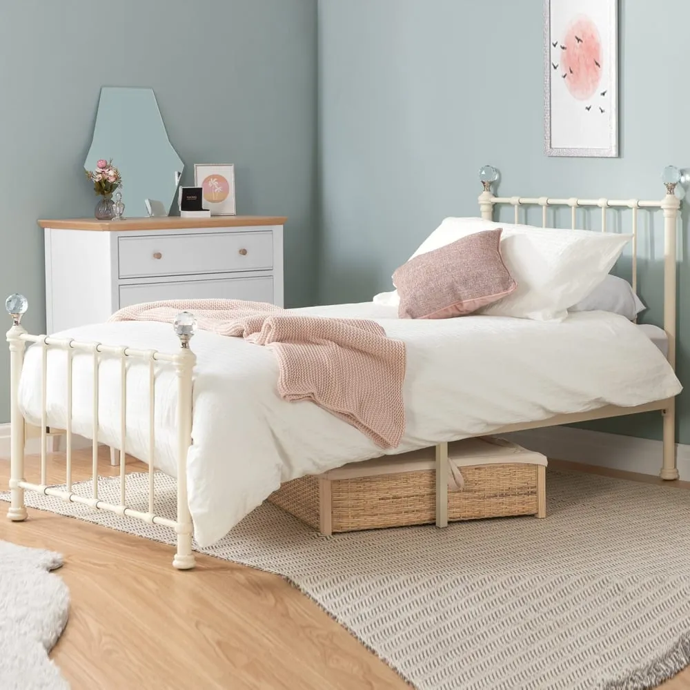 Jessika Single Bed Frame - Cream, Metal