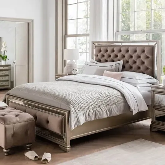 Jessika Velvet Super King Size Bed - Taupe