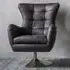 Jester Leather Lounge Chair with Swivel Base - Antique Ebony