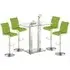 Jet Bar Table with 4 Ritz Green White Stools - Clear, Glass