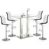 Jet Bar Table with 4 Ritz White Black Stools - Clear, Glass