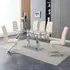 Jet Large Dining Table Set with 6 Demi Z Chairs - Taupe, Glass