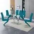 Jet Large Dining Table Set with 6 Demi Z Chairs - Teal, Glass