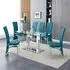 Jet Large Dining Table with 6 Ravenna Chairs - Teal, Glass