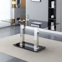 Jet Large Dining Table with Chrome Supports - Black Glass