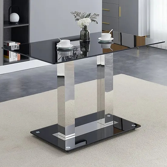 Jet Small Dining Table - Black Glass image