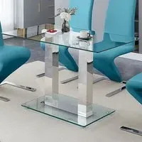 Jet Small Dining Table with Chrome Supports - Clear, Glass