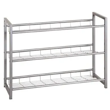 Jette 3 Tier Shoe Rack - Silver, Metal product