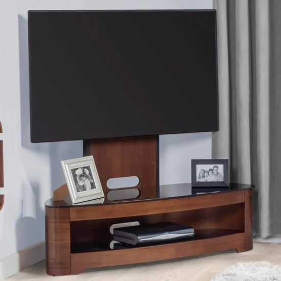 JF209 Curved Cantilever TV Stand - Walnut Veneer image