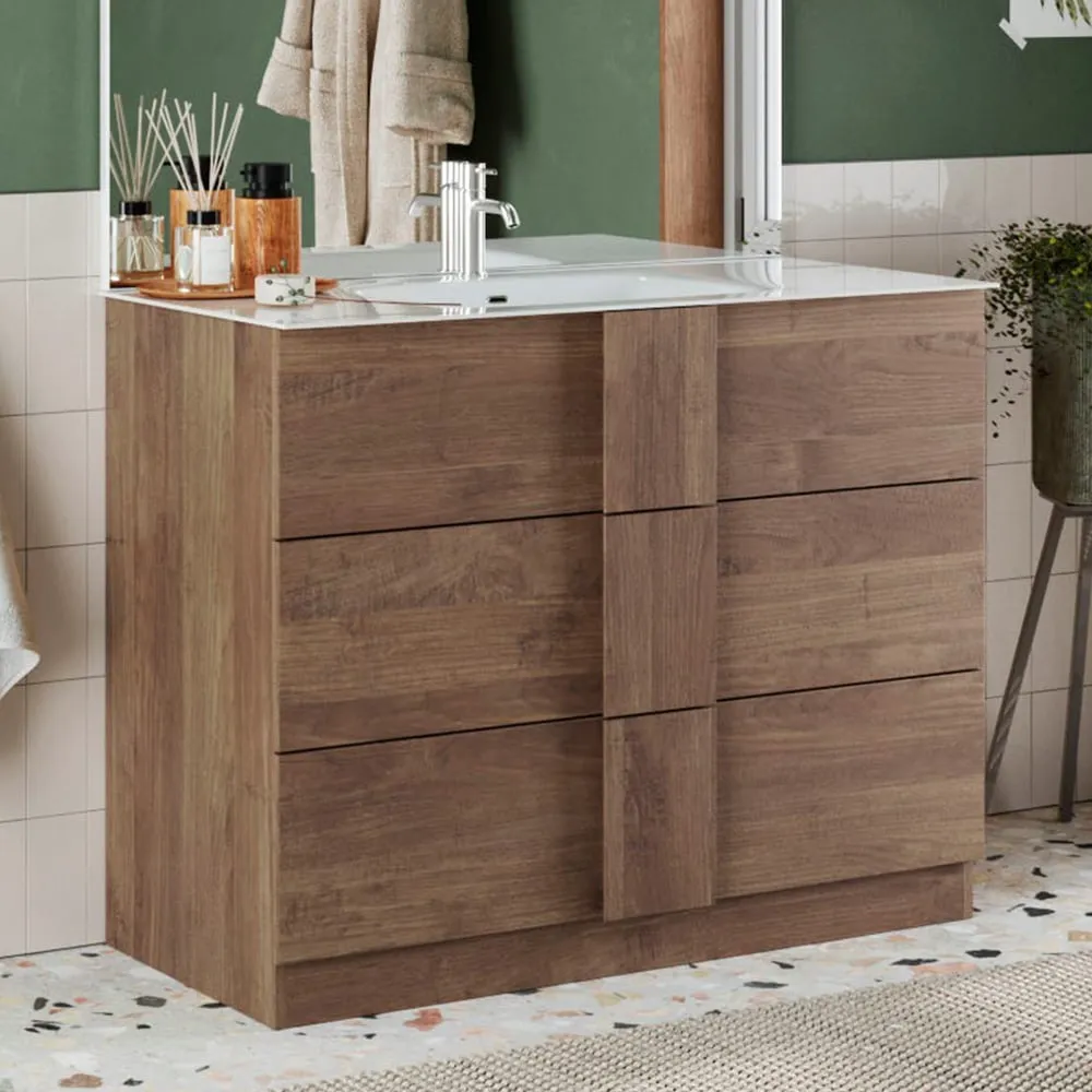 Jining 100cm Floor Standing Vanity Unit - Mercure, Wood