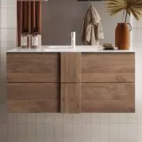 Jining 100cm Wall Hung Vanity Unit - Mercure, Wood
