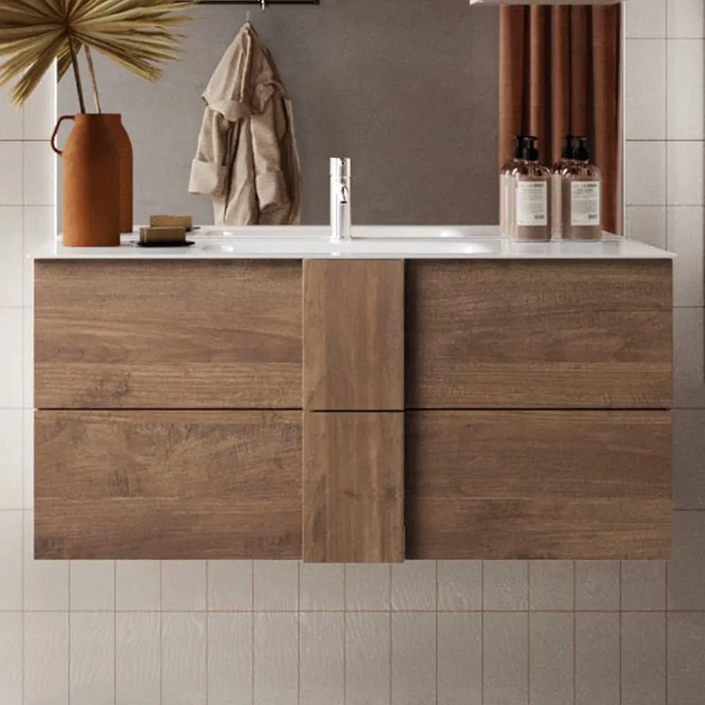 Jining 100cm Wall Hung Vanity Unit - Mercure, Wood