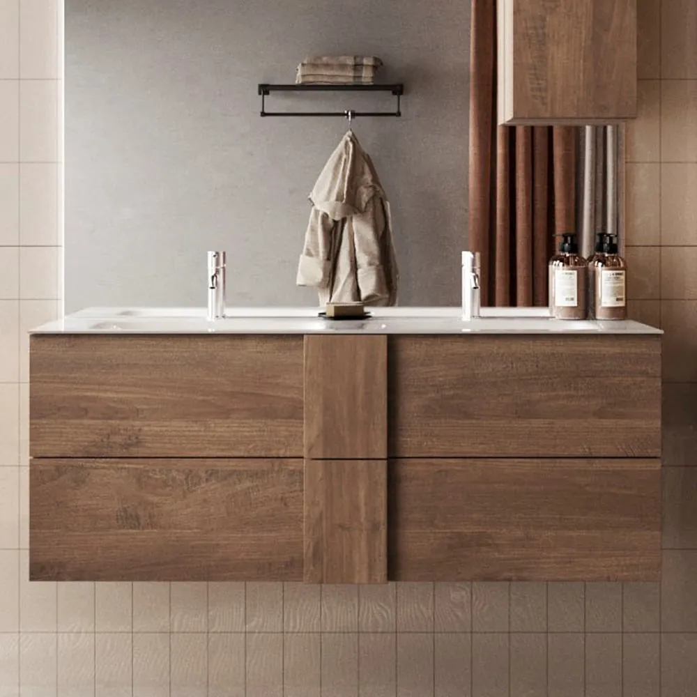 Jining 120cm Wall Hung Vanity Unit - Mercure, Wood