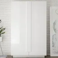 Jining Bookcase with 2 Doors - White, High Gloss