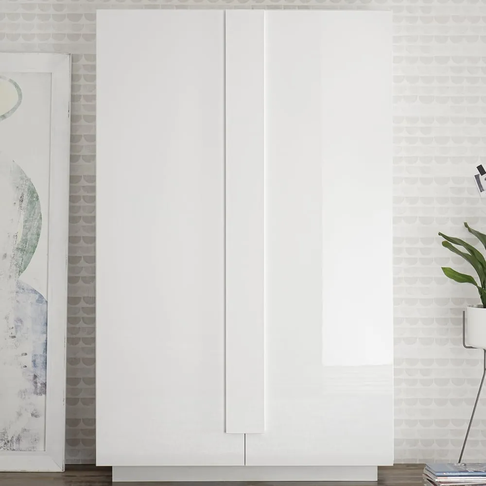 Jining Bookcase with 2 Doors - White, High Gloss