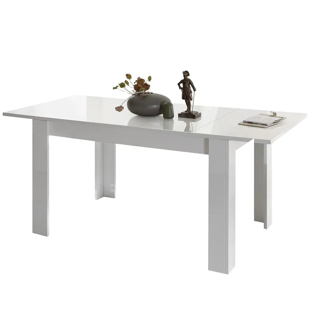 Jining Extendable Dining Table - White, High Gloss