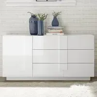 Jining High Gloss Sideboard with 1 Door 3 Drawers - White