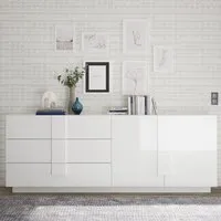 Jining High Gloss Sideboard with 2 Doors 3 Drawers - White