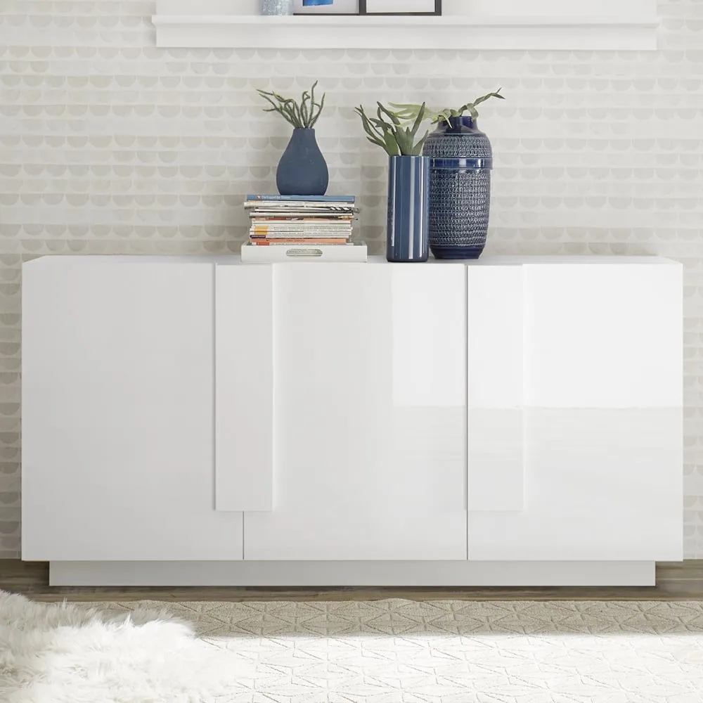 Jining High Gloss Sideboard with 3 Doors - White