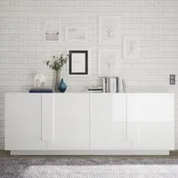 Jining High Gloss Sideboard with 4 Doors - White