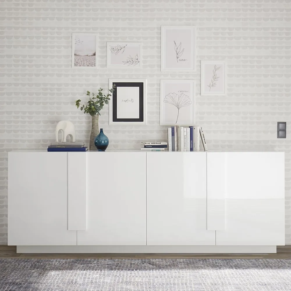 Jining High Gloss Sideboard with 4 Doors - White