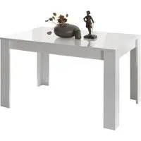 Jining Rectangular Dining Table - White, High Gloss