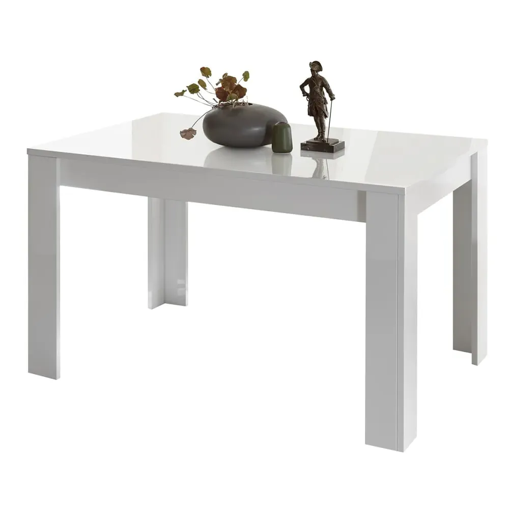Jining Rectangular Dining Table - White, High Gloss