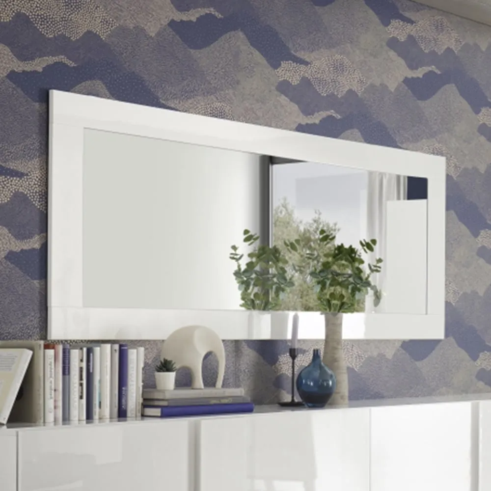 Jining Rectangular Wall Mirror - White, High Gloss image