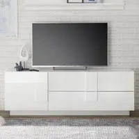 Jining TV Stand with 1 Door 2 Drawers - White, High Gloss