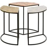 Jishui Round Set of 3 Side Tables - Black, Metal