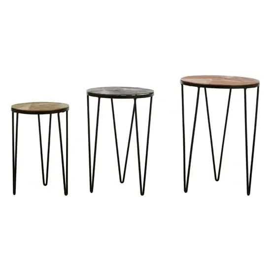 Jishui Round Set of 3 Side Tables - Black, Metal image