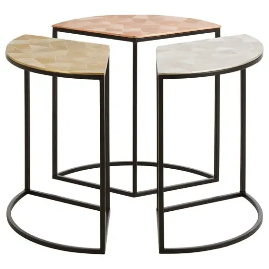 Jishui Round Set of 3 Side Tables - Black, Metal