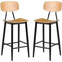 Jona Bar Stools in Pair - Ply Oak, Steel