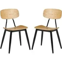 Jona Dining Chairs in Pair - Ply Oak, Steel