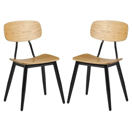 Jona Dining Chairs in Pair - Ply Oak, Steel image