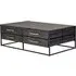 Jonesboro Coffee Table with 8 Drawers - Black, Oak Wood