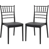 Jonesboro Stacking Side Chairs Pair - Black, Polypropylene