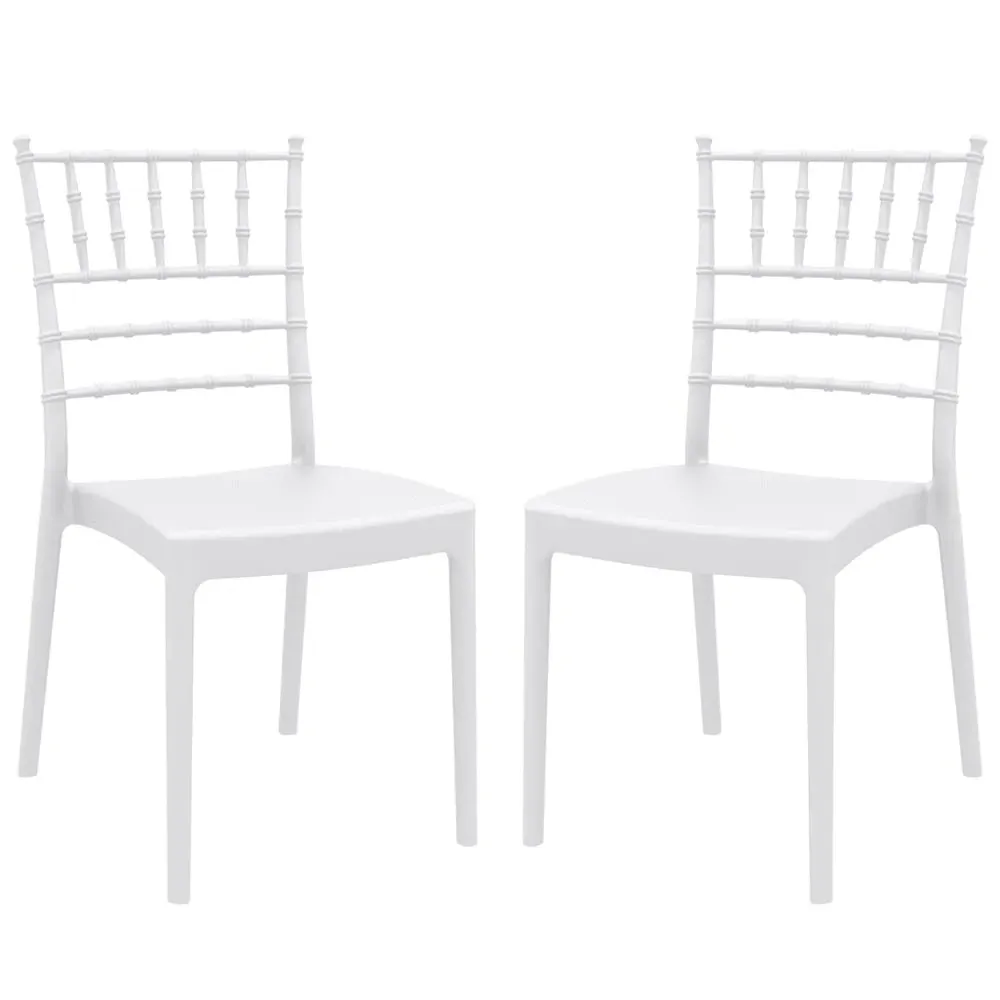 Jonesboro Stacking Side Chairs Pair - White, Polypropylene