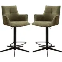Joplin Bar Chairs with Swivel - Green, Fabric
