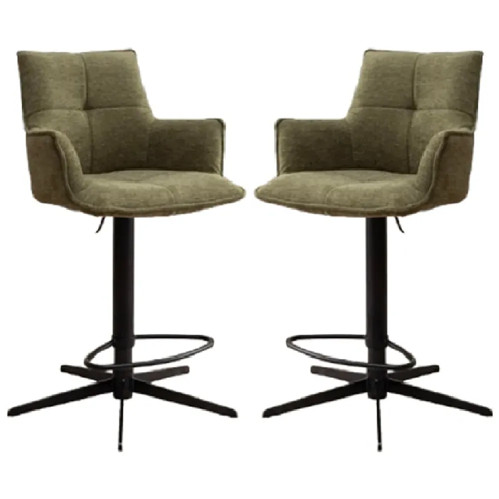 Joplin Bar Chairs with Swivel - Green, Fabric image