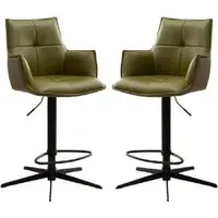 Joplin Bar Chairs with Swivel - Green, PU Leather