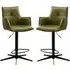 Joplin Bar Chairs with Swivel - Green, PU Leather