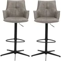 Joplin Bar Stools in Pair - Silver Grey, PU Leather alternate view