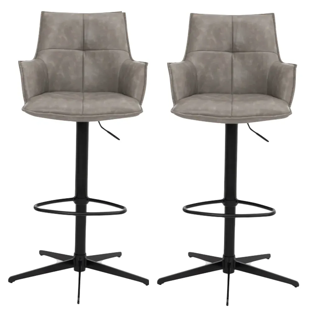 Joplin Bar Stools in Pair - Silver Grey, PU Leather product