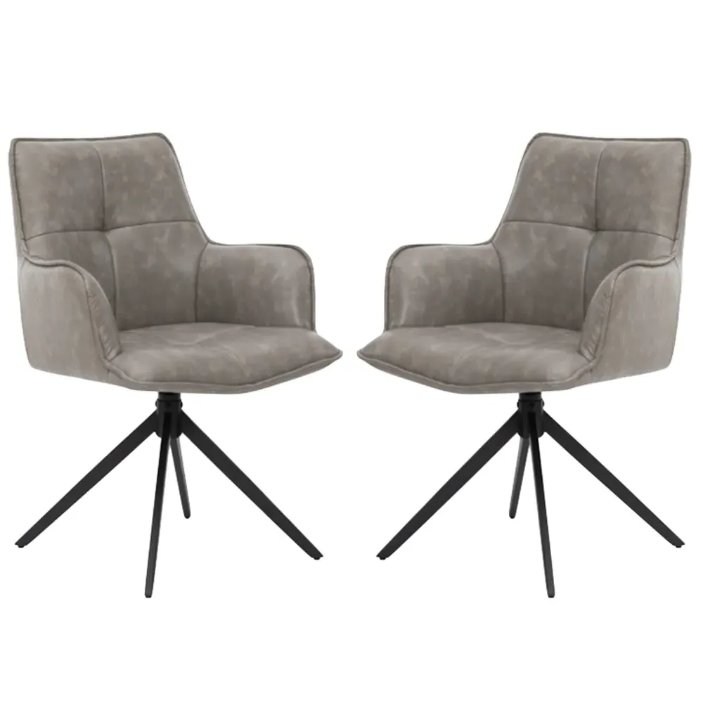 Joplin Dining Chairs in Pair - Silver Grey, PU Leather product