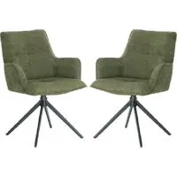 Joplin Dining Chairs with Metal Base - Green, Fabric
