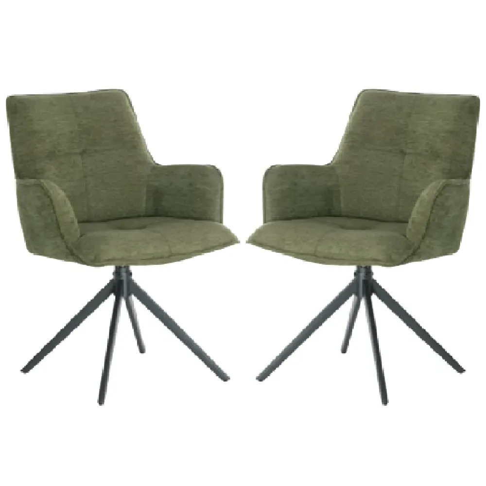 Joplin Dining Chairs with Metal Base - Green, Fabric image