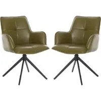 Joplin Dining Chairs with Metal Base - Green, PU Leather